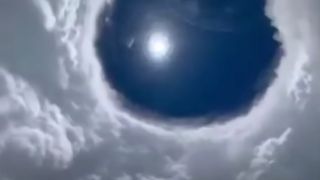 Inside the eye of Hurricane Erin, as seen by a U.S. Air Force "Hurricane Hunter" plane.