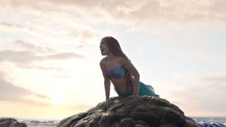 Ariel sings while laying on a rock in The Little Mermaid