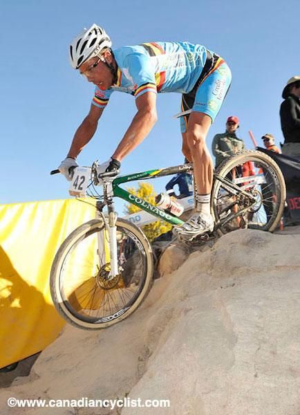 Sven Nys (Belgium) racing at the 2009 UCI Mountain Bike World Championships in Canberra, Australia