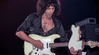 Ritchie Blackmore of Rainbow performs at Madison Square Garden on March 19 1984 in New York City, New York. 