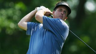 Phil Mickelson takes a shot during the final round of the 2002 US Open