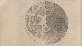 sketch of the moon showing half in shadow and half in light