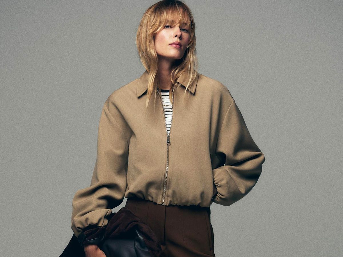 Zara tan bomber jacket