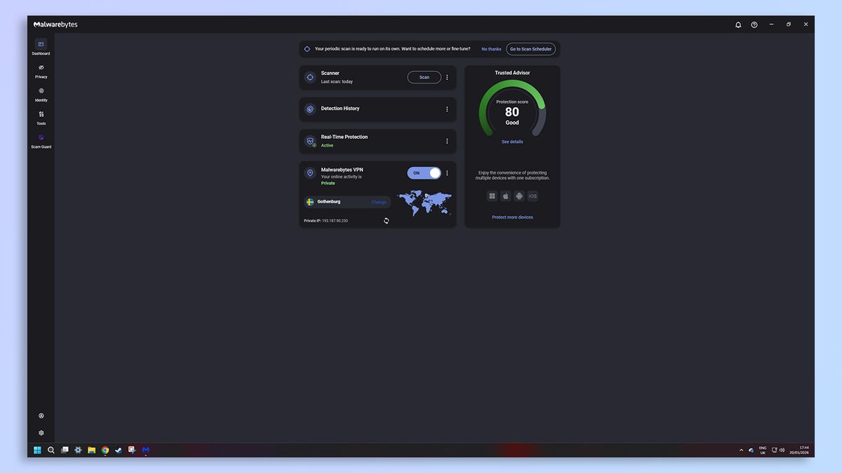 Malwarebytes antivirus software screenshot