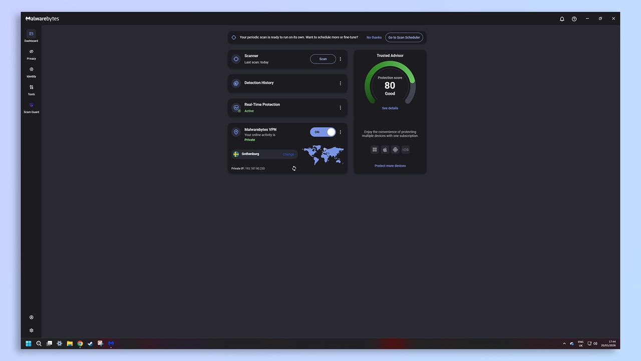 Malwarebytes antivirus software screenshot