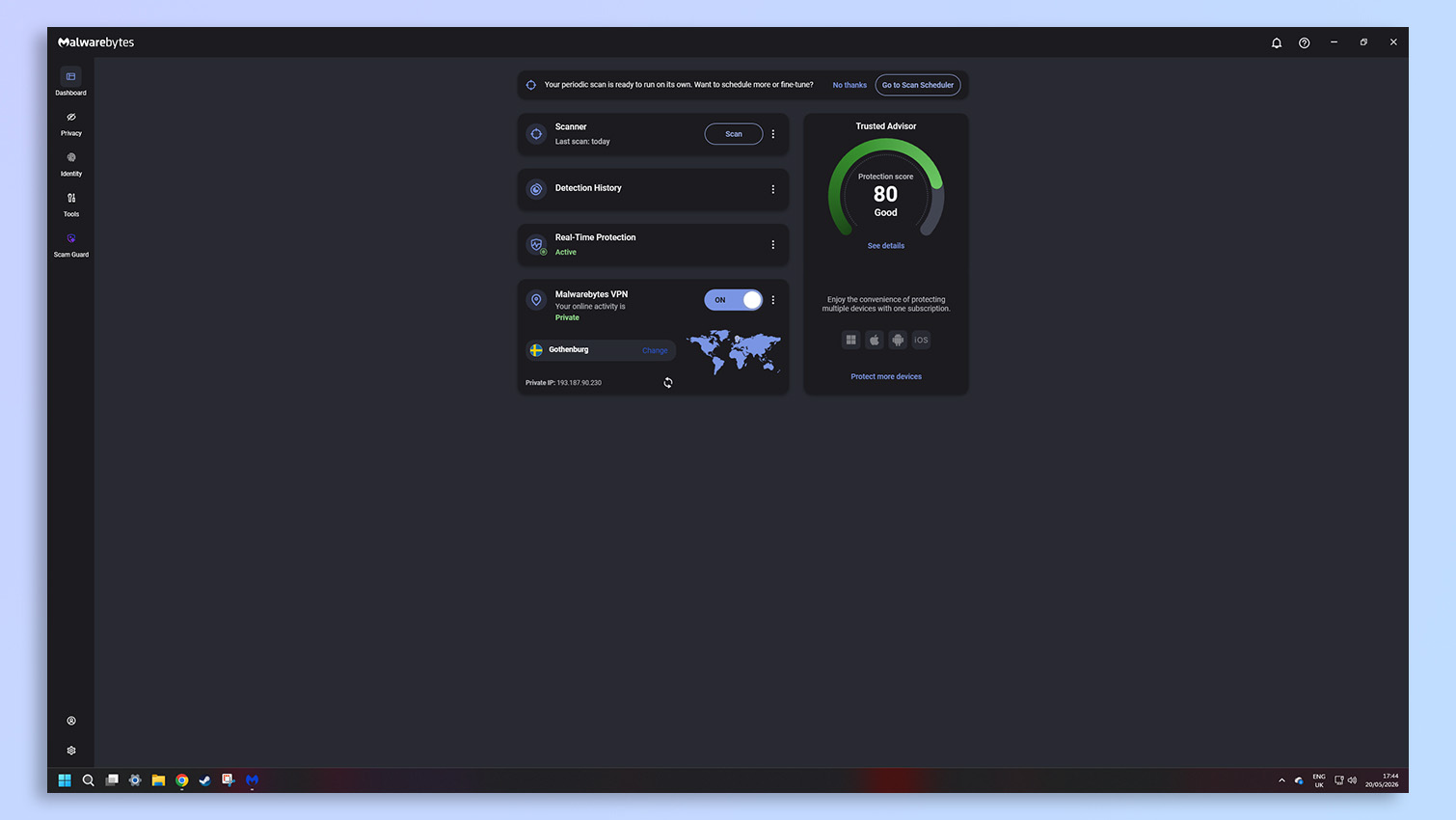 Malwarebytes antivirus software screenshot