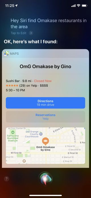 iOS 12 Siri reserve yelp