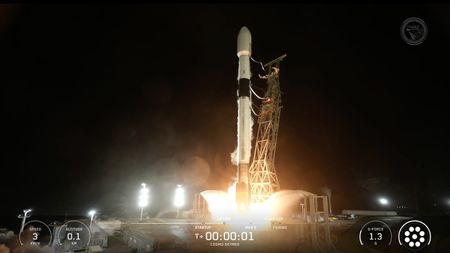 A SpaceX Falcon 9 rocket launches the COSMO-SkyMed Second Generation mission for the Italian Space Agency and the Italian Ministry of Defence from California on Jan. 2, 2026.