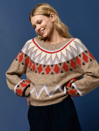 Women's Fairisle Sweater in Taupe