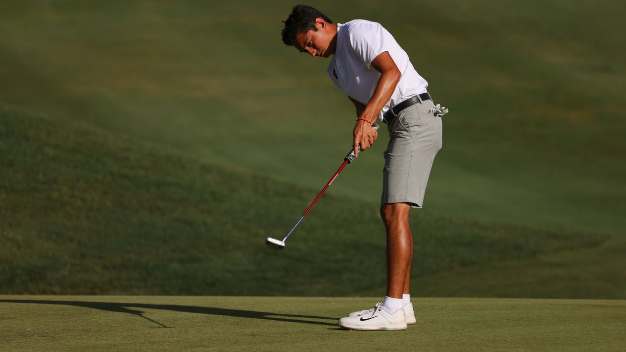 Patrick Welch of Oklahoma Sooners putts during the 2022 Division I Mens Golf Championship