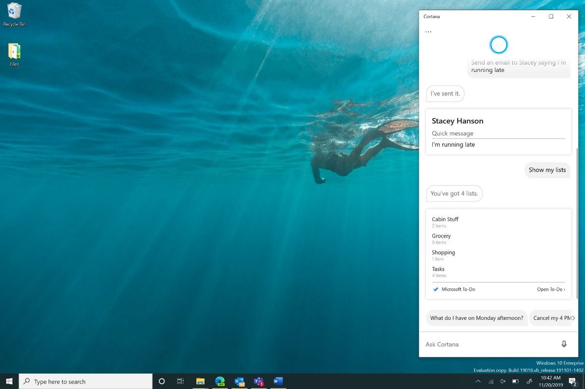 Cortana on Windows 10