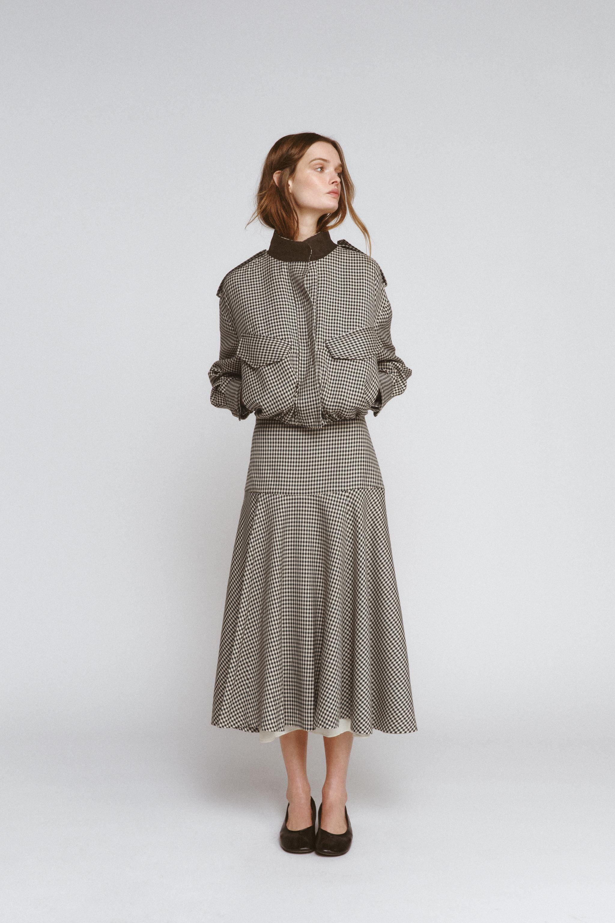 Combination Plaid Skirt Zw Collection