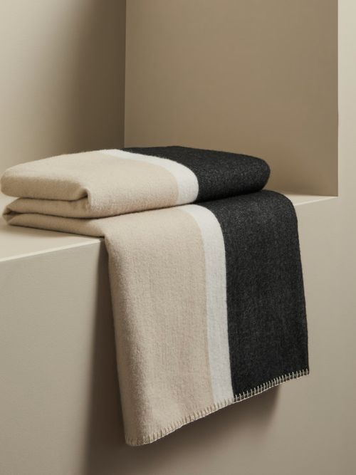 Kelly Hoppen Wool Blend Colour Block Brushed Throw