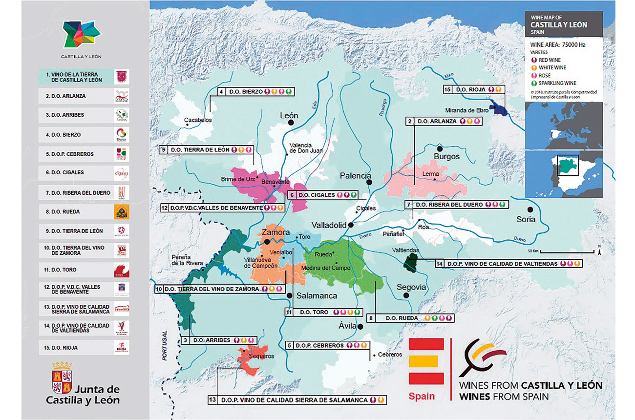 wine map Castilla y Leon