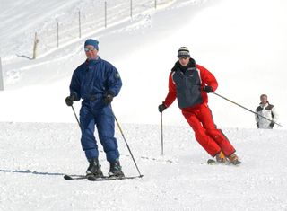 King Charles skiing with Prince William