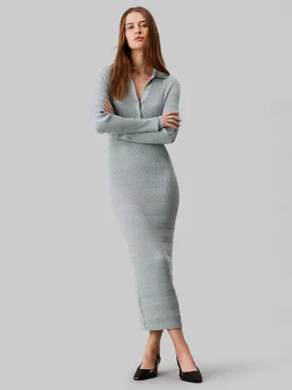 Calvin Klein Shirred Textured Dress, Abyss