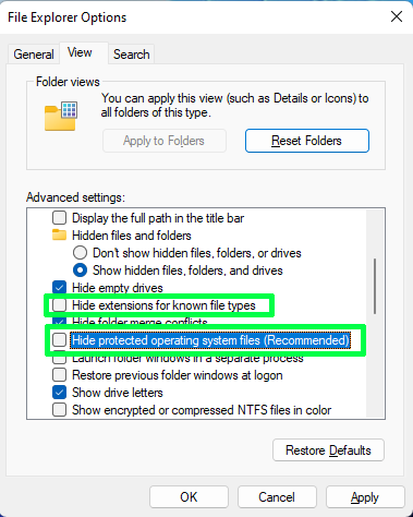 Windows 11 file explorer options menu