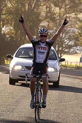 Matt King salutes the judges to win stage two in Mallacoota.