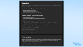Screenshot of Spotify in-app account privacy settings