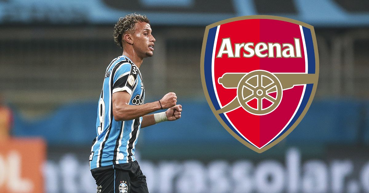 Arsenal target Bitello of Gremio celebrates after scoring the team&#039;s third goal during a Brasileirao match between Gremio and Internacional at Arena do Gremio on May 21, 2023 in Porto Alegre, Brazil.