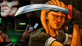 Fortune's Run protagonist Mozah brandishing Sword with ghost ninja man in background