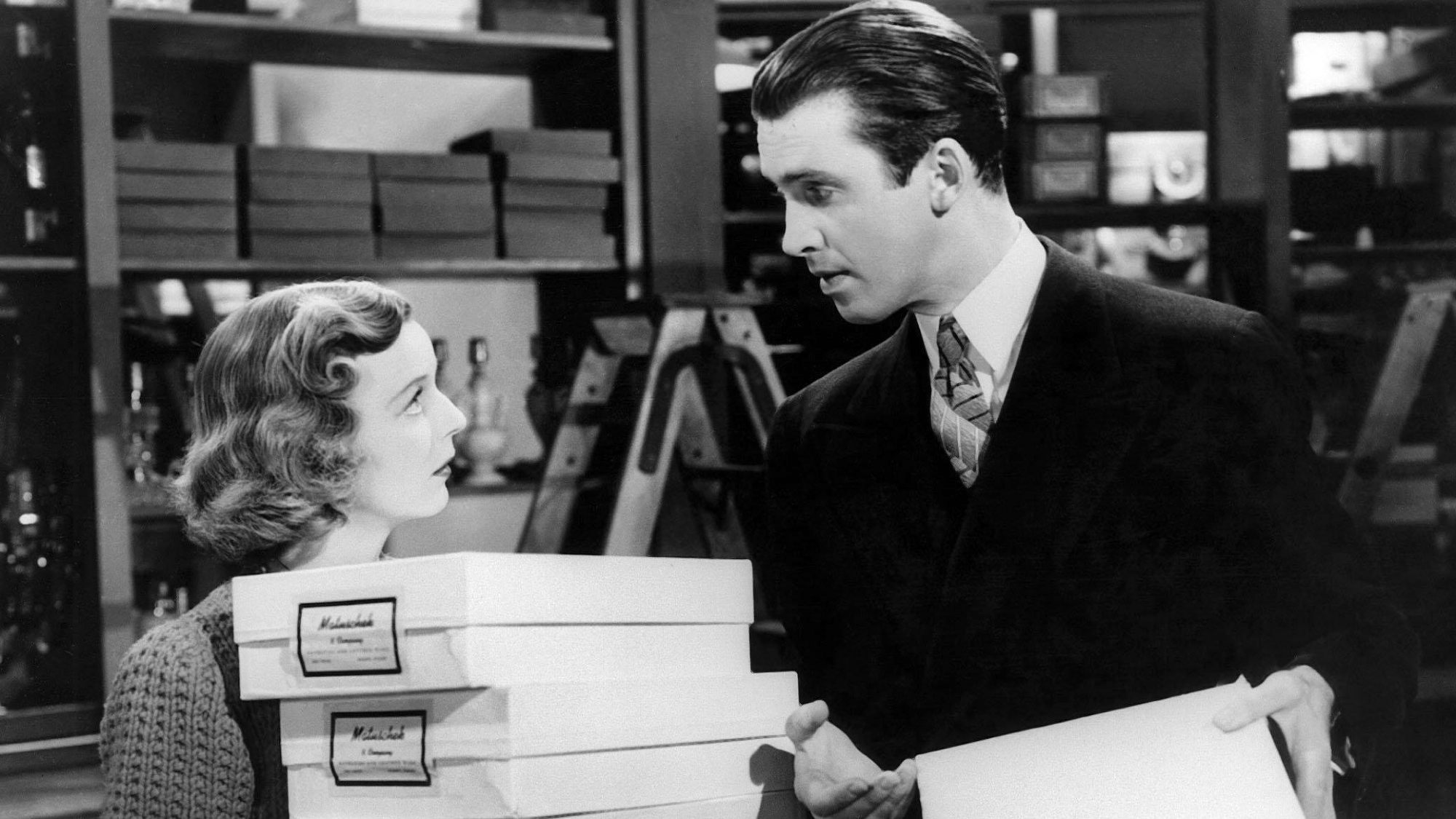 Margaret Sullavan and James Stewart in The Shop Around the Corner