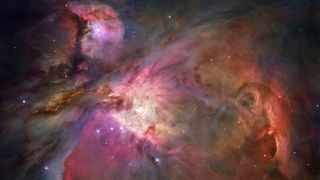 The Orion Nebula is located below Orion's Belt. This image was captured by the Advanced Camera for Surveys aboard the Hubble Space Telescope.