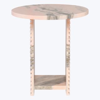 Mya Round Geometric Marble Side Table