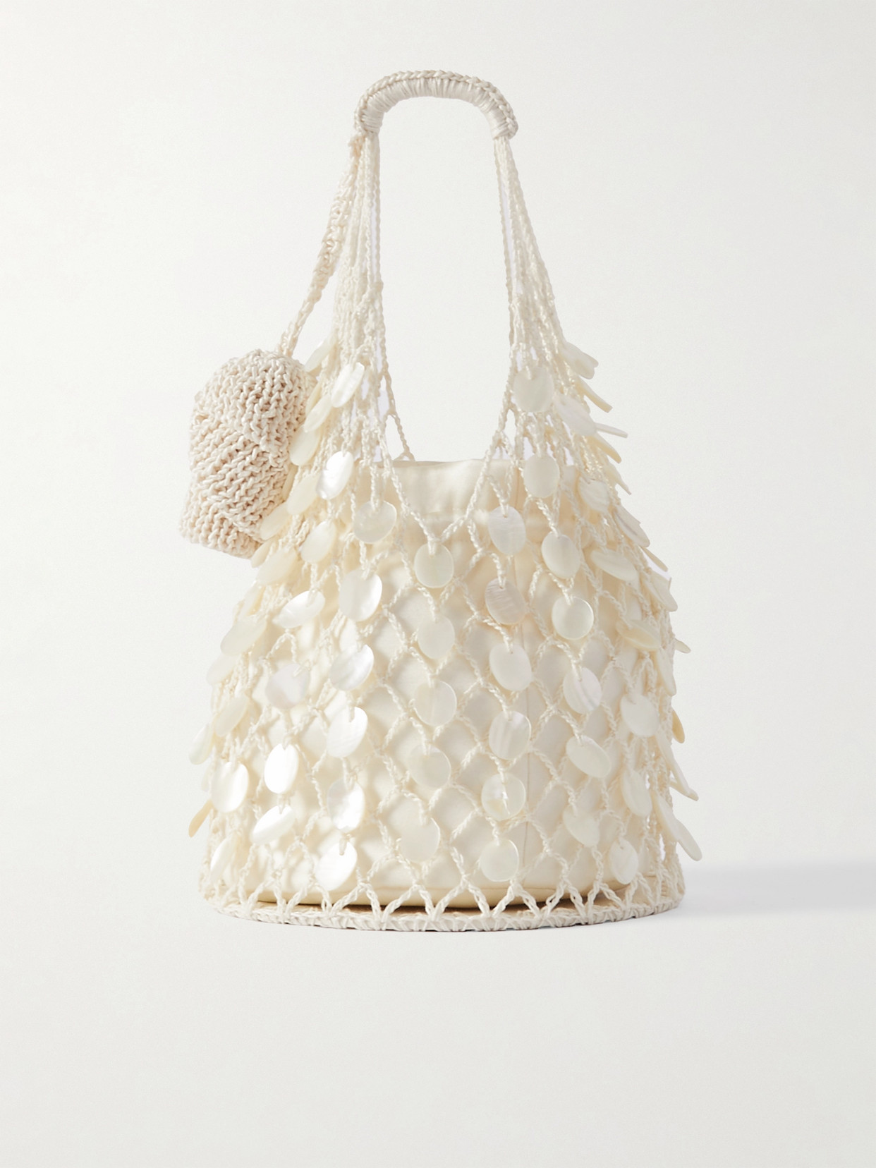 MAGDA BUTRYM Devana Small Embellished Crocheted Cotton-Blend and Leather Tote