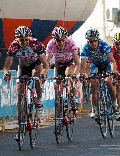 Jens Voigt (CSC) leads the bunch up the last climb