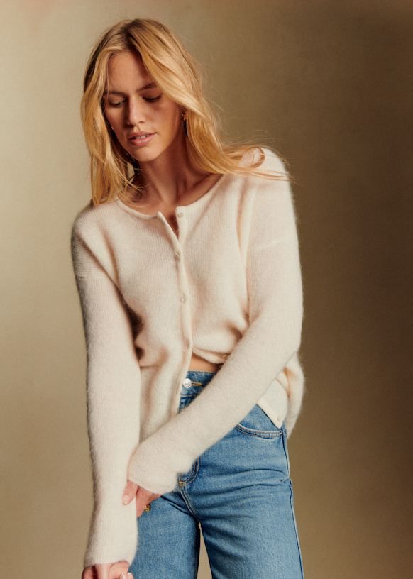 Gaspard Cardigan - Ecru - Super Kid Mohair - S&eacute;zane