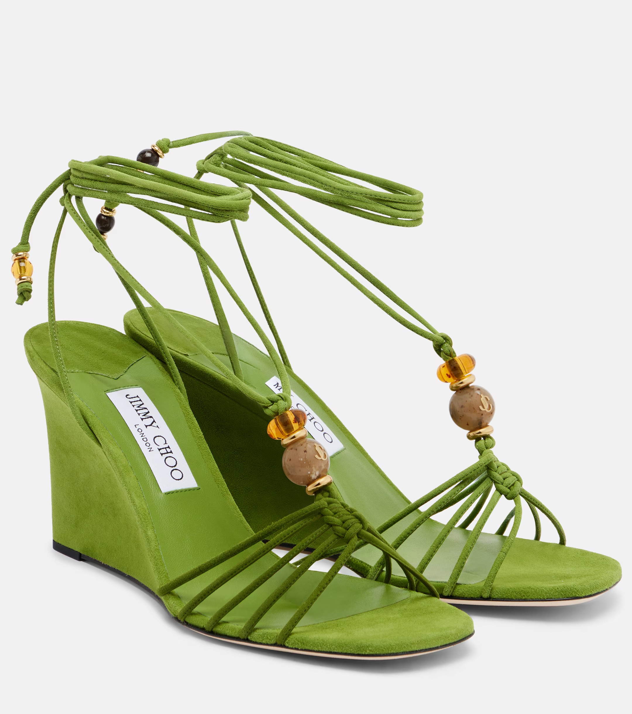 Jimmy Choo, Lola embellished suede wedge sandals