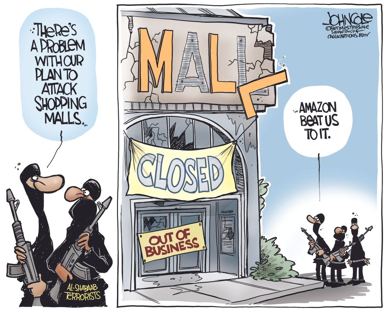 
Editorial cartoon World Mall Amazon