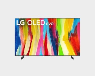 LG OLED C2 with grey backdrop