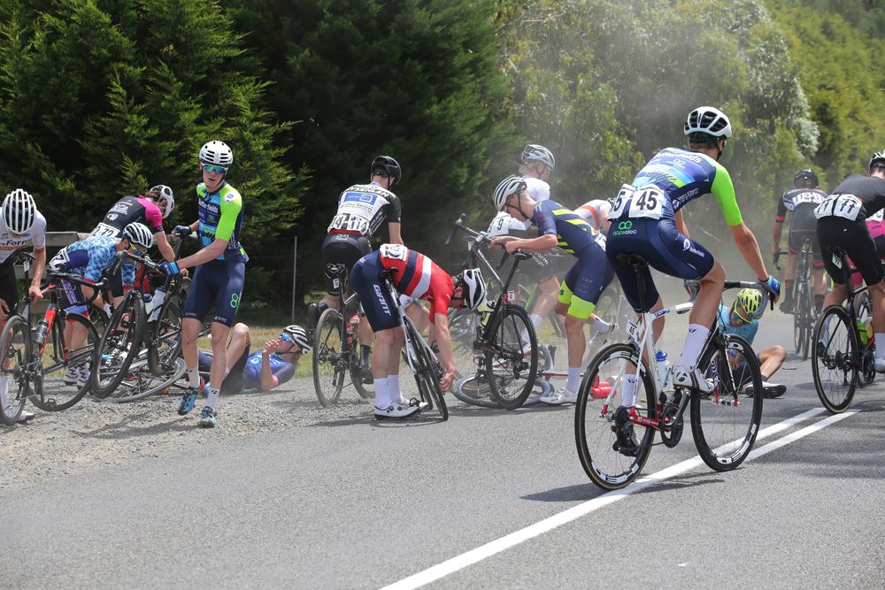 A number of riders went down in this crash