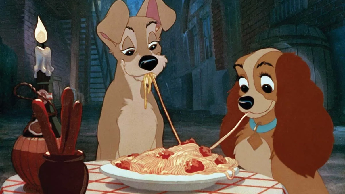 The Spaghetti scene from Lady and the Tramp
