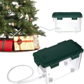 Uiifan 2 Pcs Automatic Christmas Tree Watering System Kit Christmas Tree Watering Device Clear Plastic Xmas Tree Watering Box, Keep Your Tree Green and Fresh, 1 Gallon Capacity (green Lid)