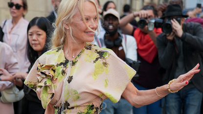 Pamela Anderson attends the Victoria Beckham Womenswear Spring/Summer 2024 show as part of Paris Fashion Week on September 29, 2023 in Paris, France.