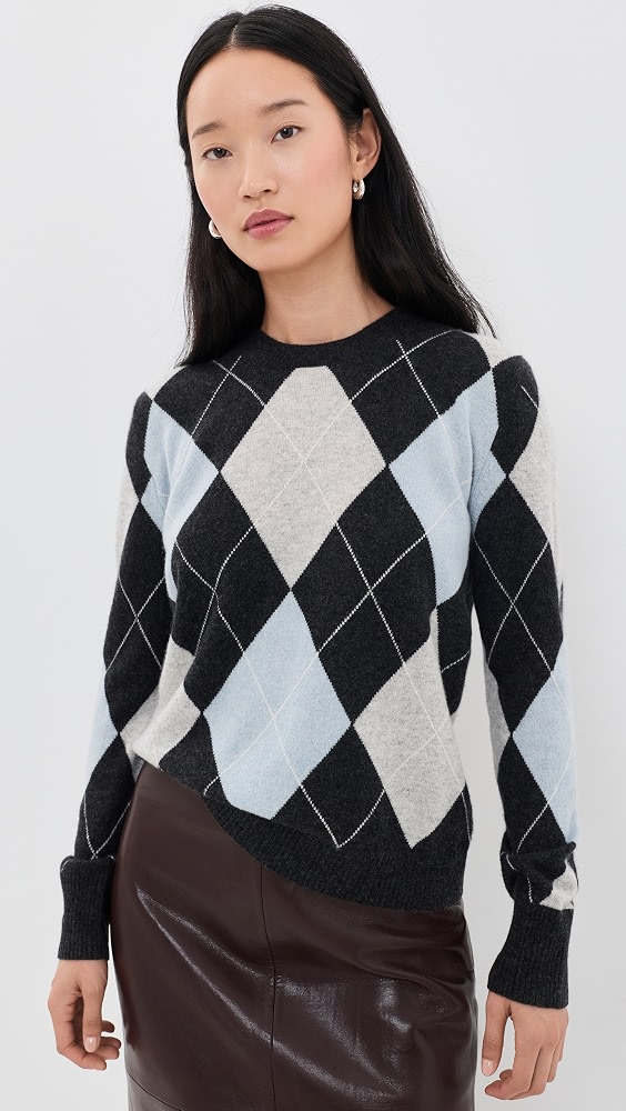 Cashmere Argyle Sweater - Blue Grey Argyle