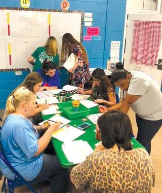 Teachers at Neshoba Central Elementary School meeting in their PLC.