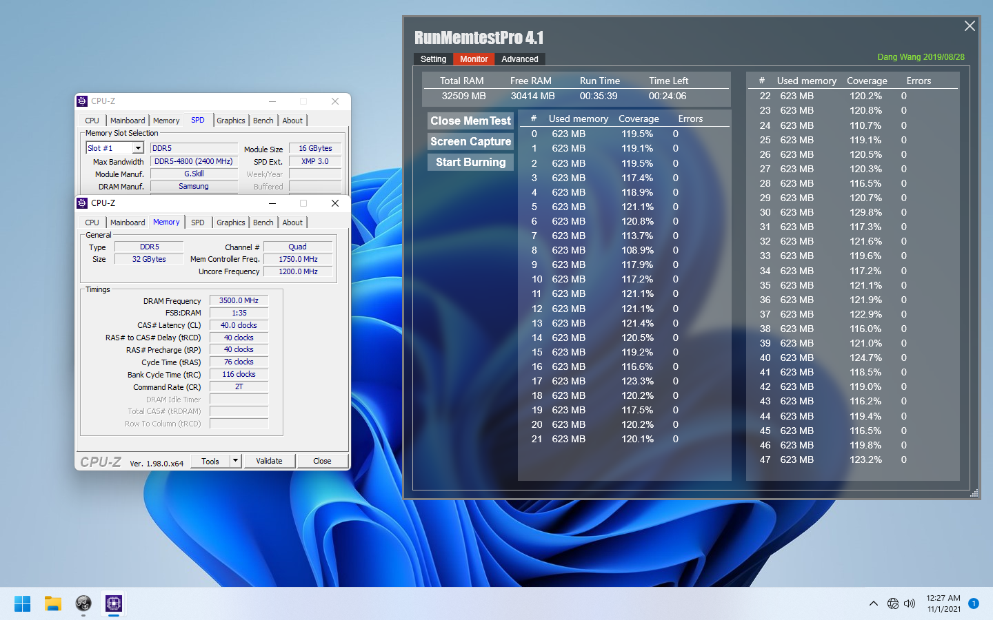 G.Skill DDR5-7000 CL40 screenshot