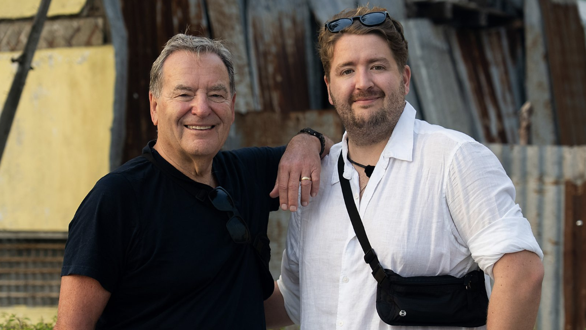 Jeff Stelling with his son, Matt