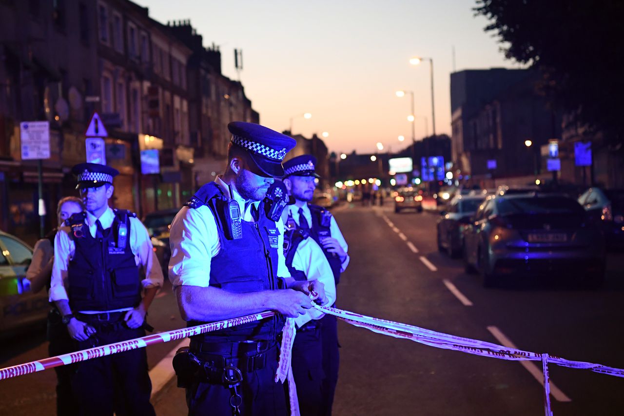 Police officers near Finsbury Park in London