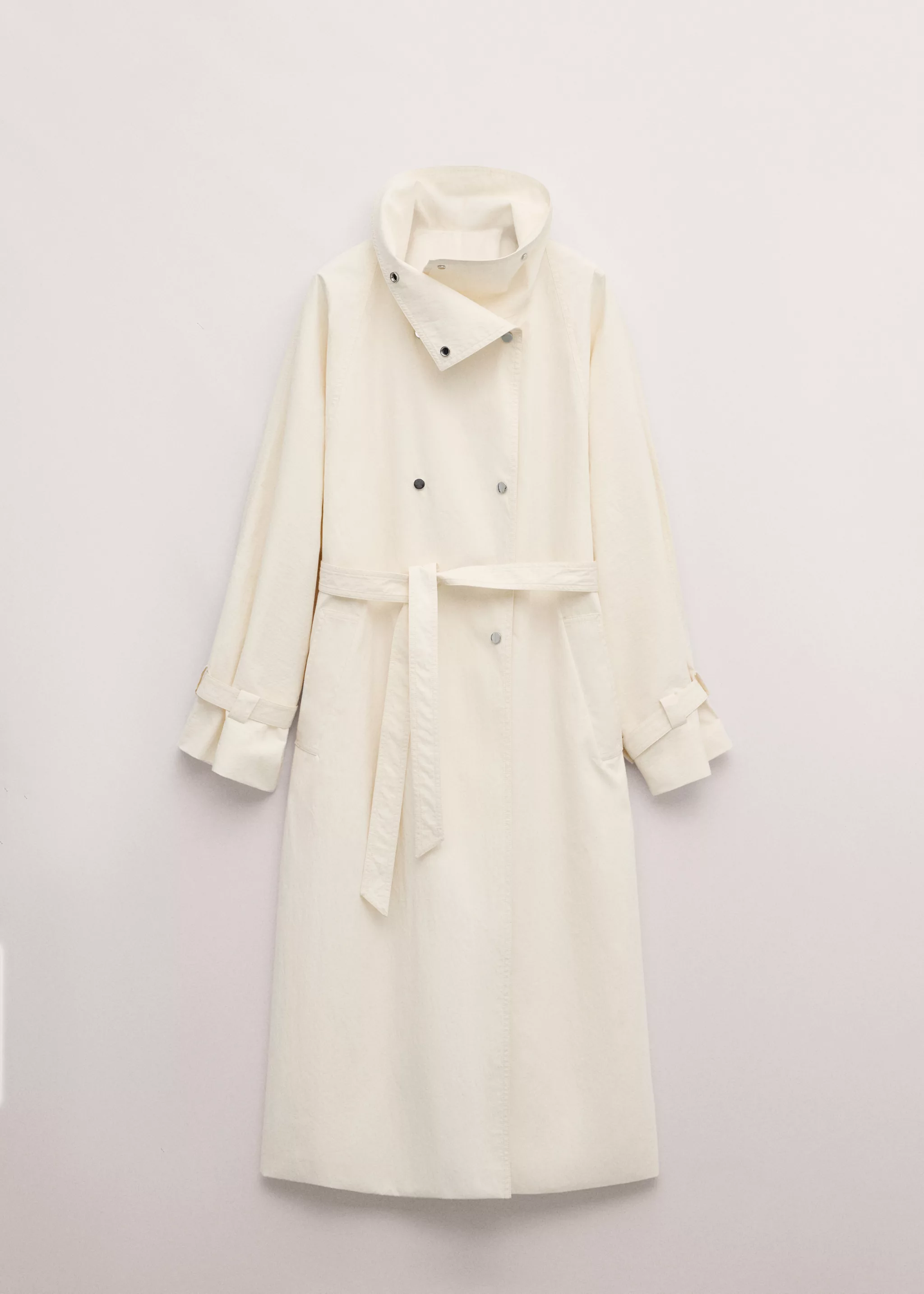 Oversized Funnel-Neck Trench Coat With Belt - Women | Mango Usa