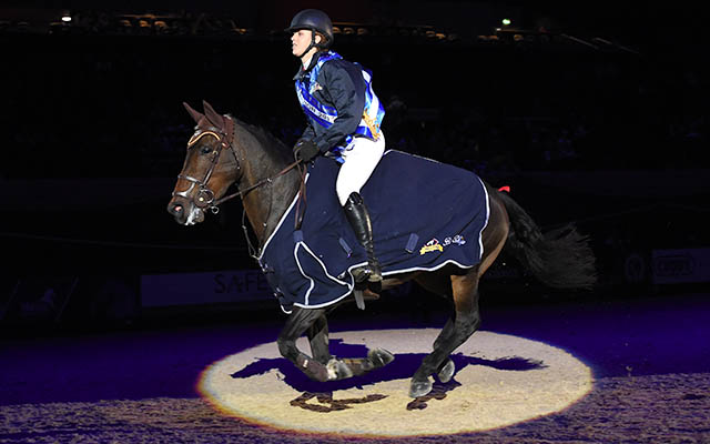 Lottie Tutt riding MARKET ANGEL owned by Derek Ricketts winner of the Blue Chip Pony Newcomers Championship during HOYS in the NEC in Warwickshire in the UK on 5th October 2016
