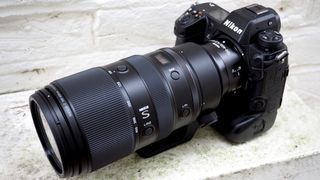 Nikon Z9 from the side with lens attachment