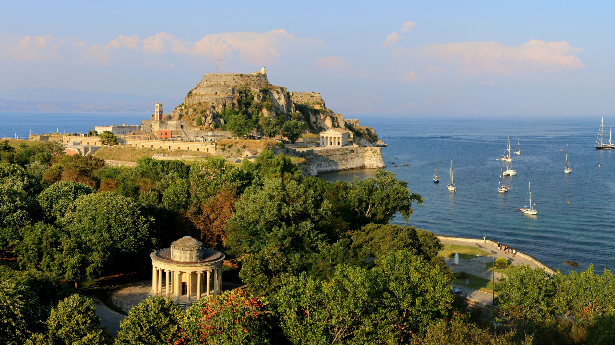 View of the Maitland Rotunda and the old fortress, Corfu, Greece