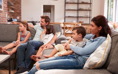 family watching tv