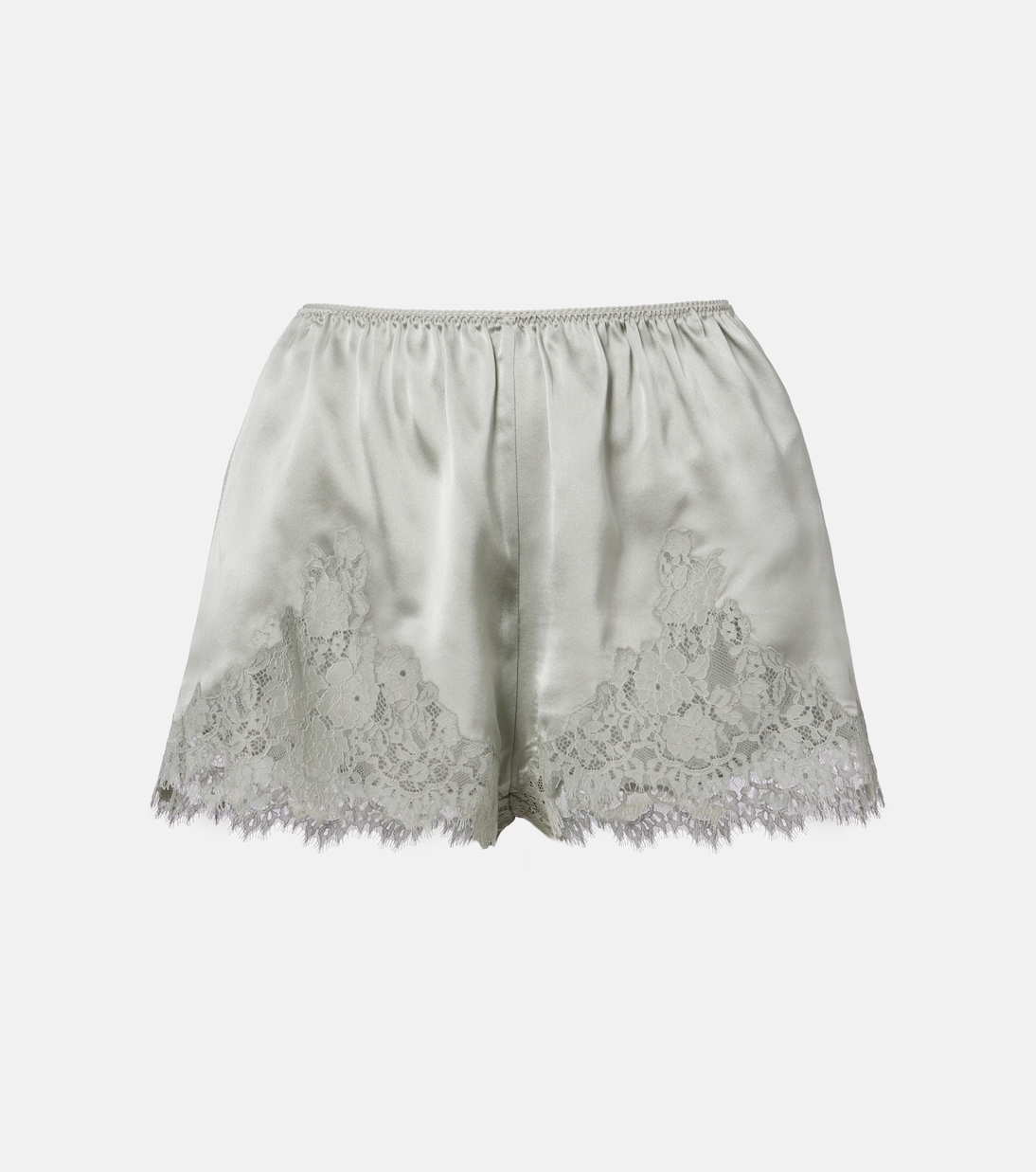 Iona Lace-Trimmed Silk Shorts in Green - Doen
