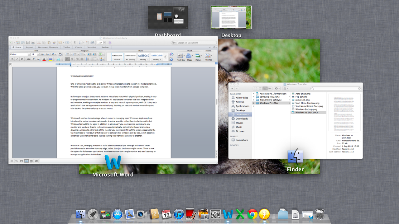 Mission Control lets you switch between tasks easily.